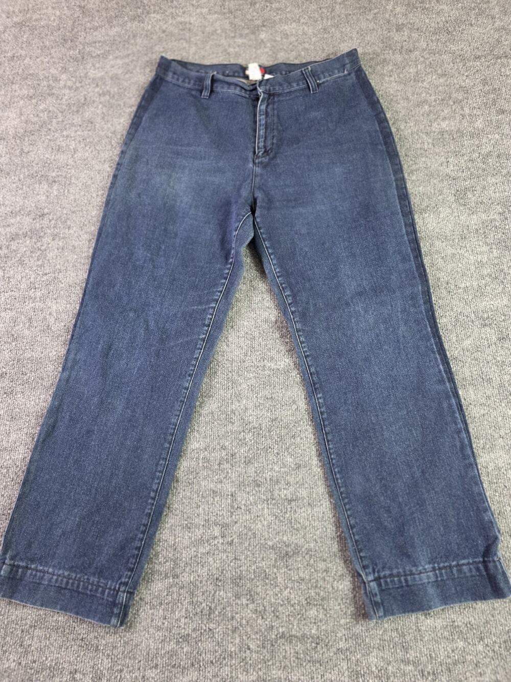 Vintage Tommy Hilfiger Womens Jeans Size 14 Inseam 28 Hook Eye Clasp Flag Badge